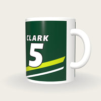 Personalised Racing Green and Lime Racing Livery Mug, three-quarter view