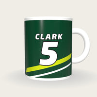 Personalised Racing Green and Lime Racing Livery Mug, front