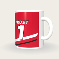 Personalised Red and White Racing Livery Mug, three-quarter view