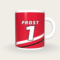Personalised Red and White Racing Livery Mug, front