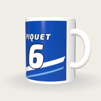 Personalised Royal Blue and White Racing Livery Mug, three-quarter view