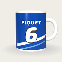Personalised Royal Blue and White Racing Livery Mug, front