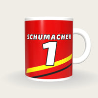 Personalised Scarlet and Yellow Racing Livery Mug, front