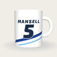 Personalised White and Blue Racing Livery Mug, front