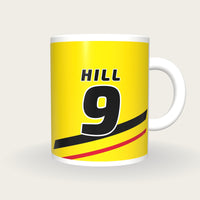 Personalised Yellow and Black Racing Livery Mug, front