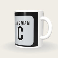 Personalised Black and Silver Netball Bib Mug, three-quarter view