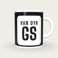 Personalised Black and White Netball Bib Mug, front