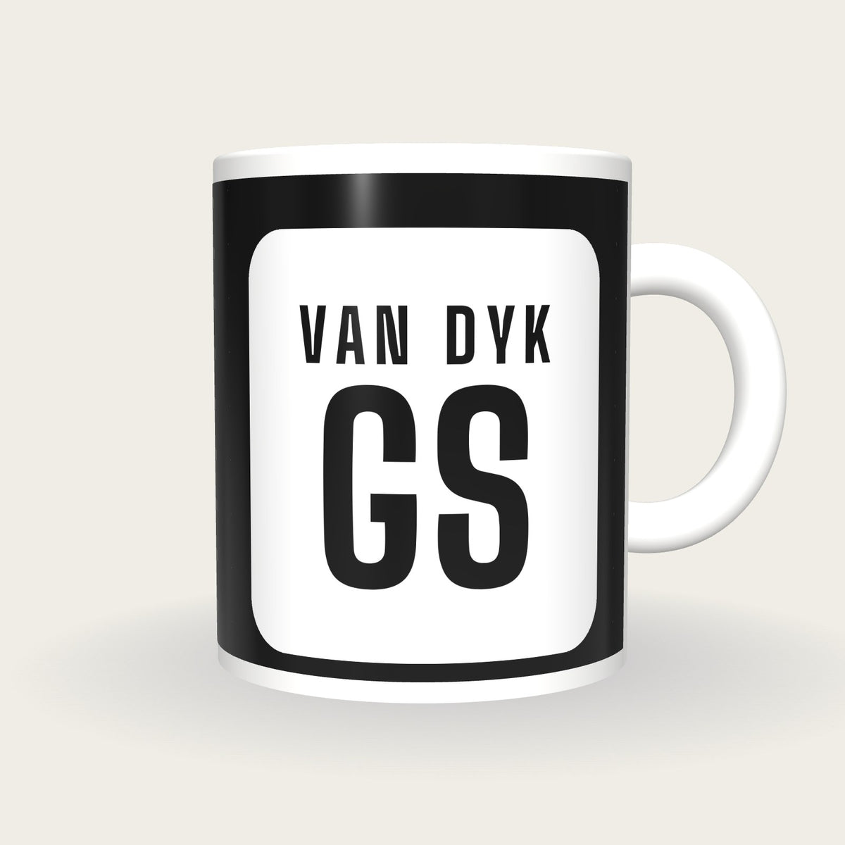 Personalised Black and White Netball Bib Mug, front