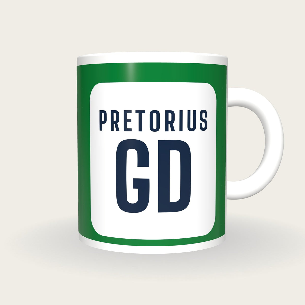 Personalised Green and White Netball Bib Mug, front