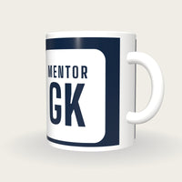 Personalised Navy and White Netball Bib Mug, three-quarter view