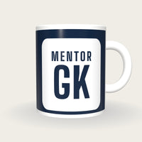 Personalised Navy and White Netball Bib Mug, front