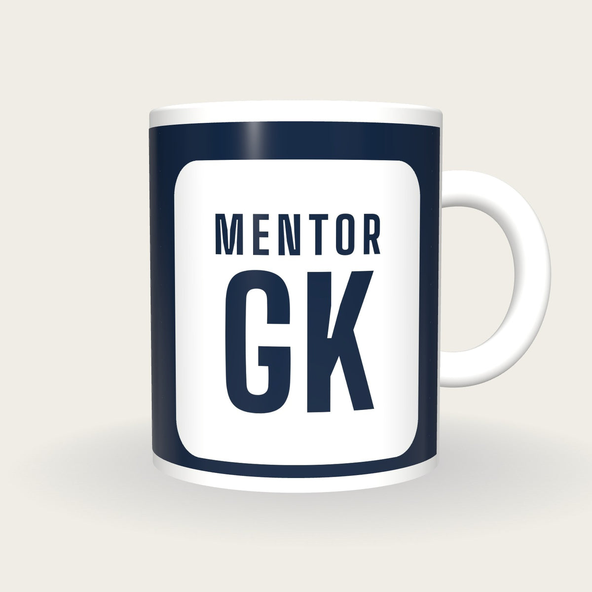 Personalised Navy and White Netball Bib Mug, front