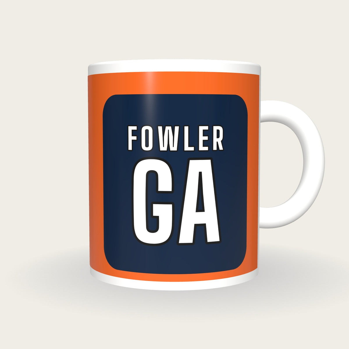 Personalised Orange and Navy Netball Bib Mug, front