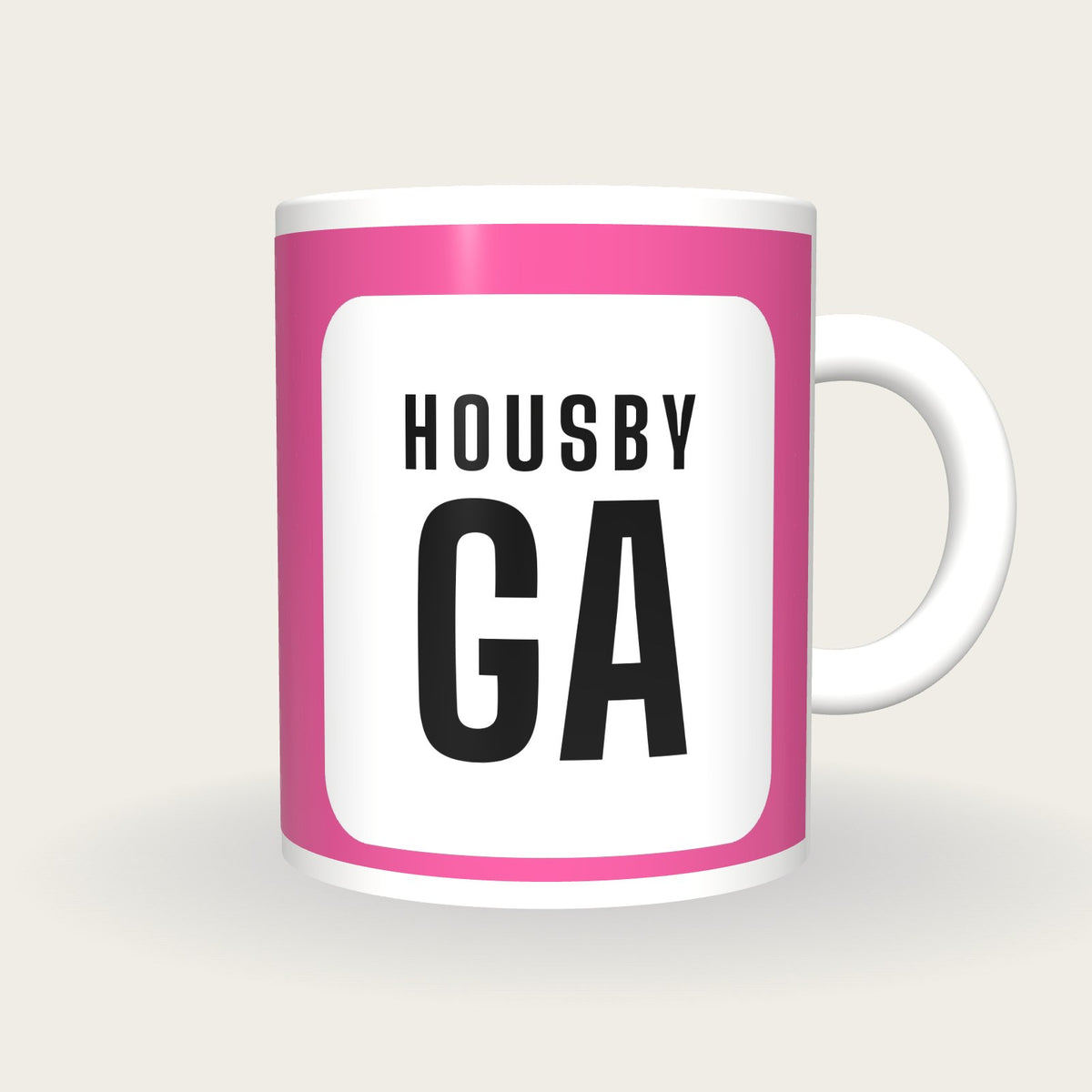 Personalised Pink and White Netball Bib Mug, front