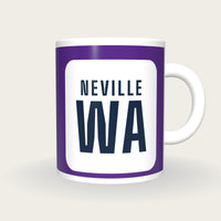Personalised Purple and White Netball Bib Mug, front