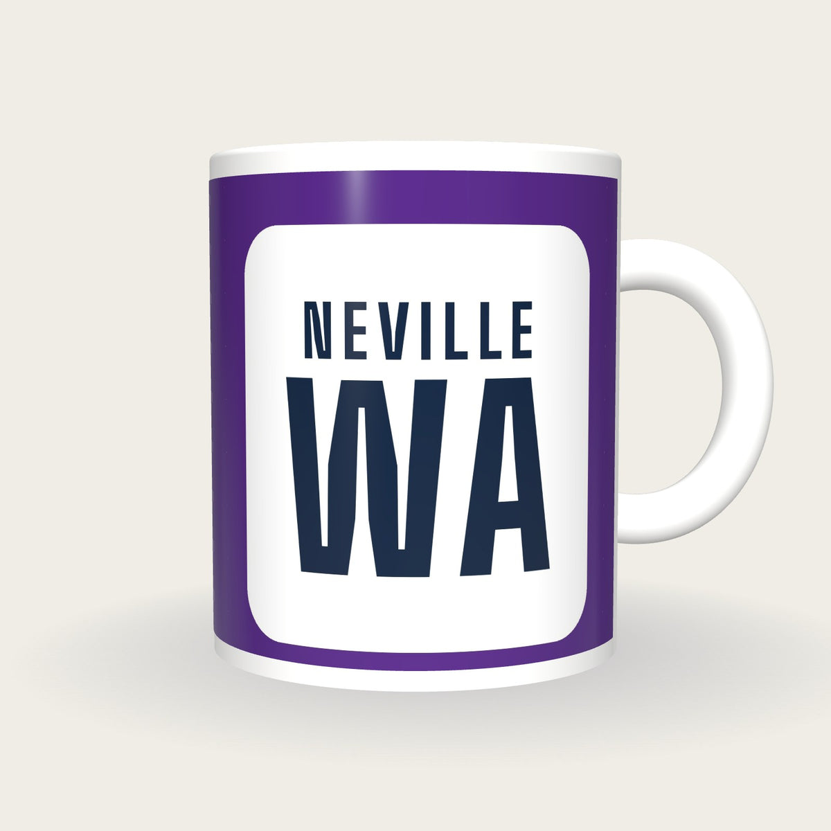 Personalised Purple and White Netball Bib Mug, front