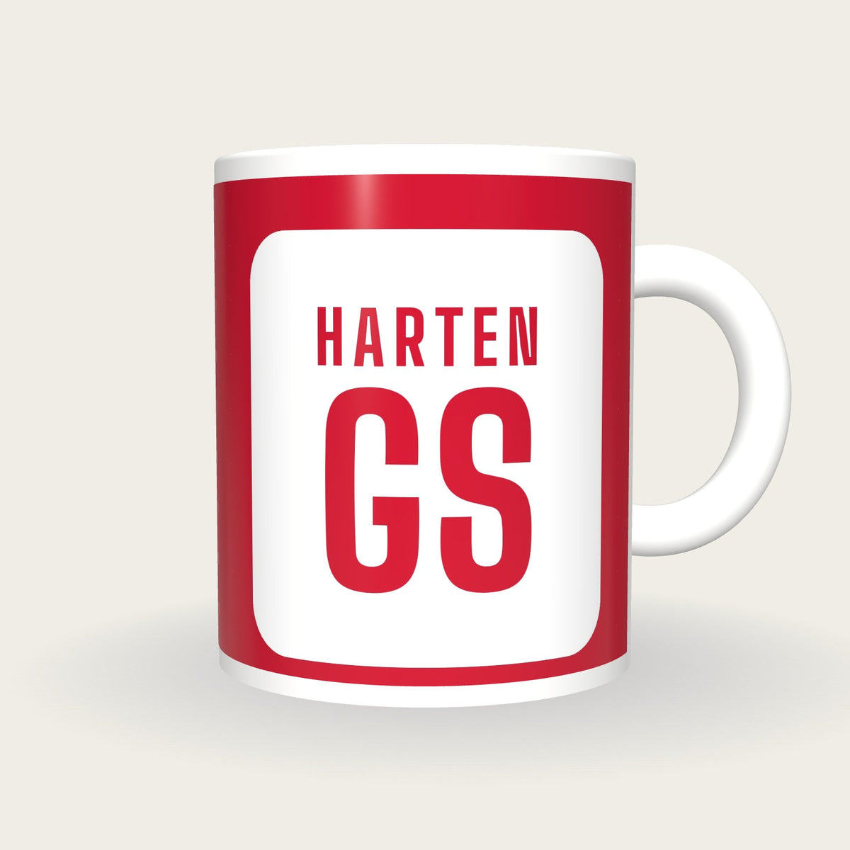 Personalised Red and White Netball Bib Mug, front