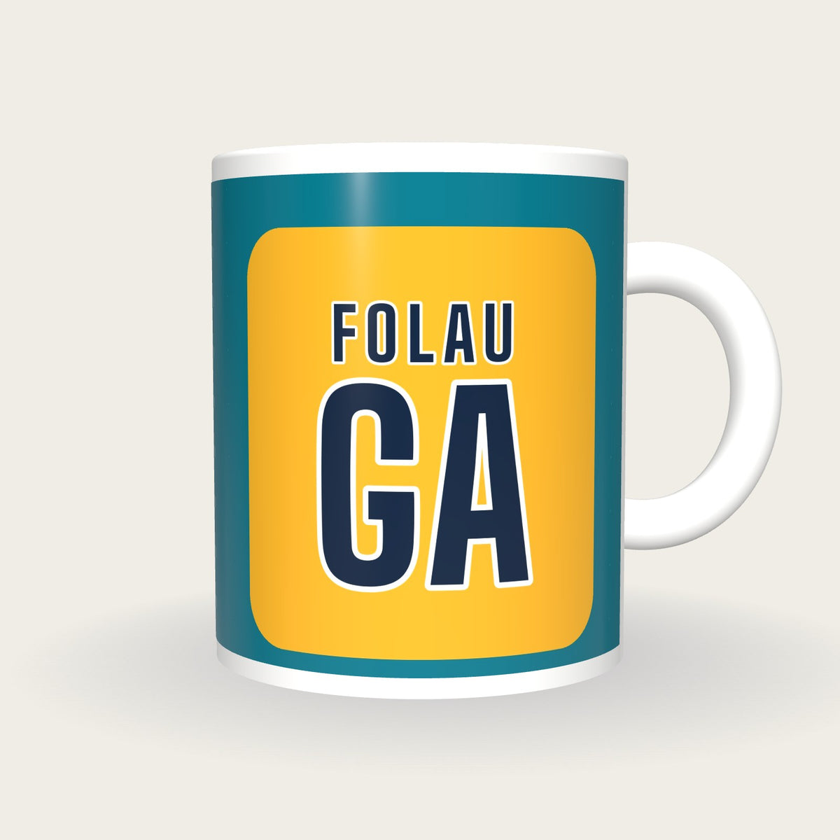 Personalised Teal and Gold Netball Bib Mug, front