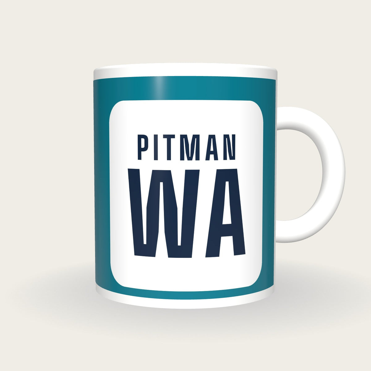 Personalised Teal and White Netball Bib Mug, front