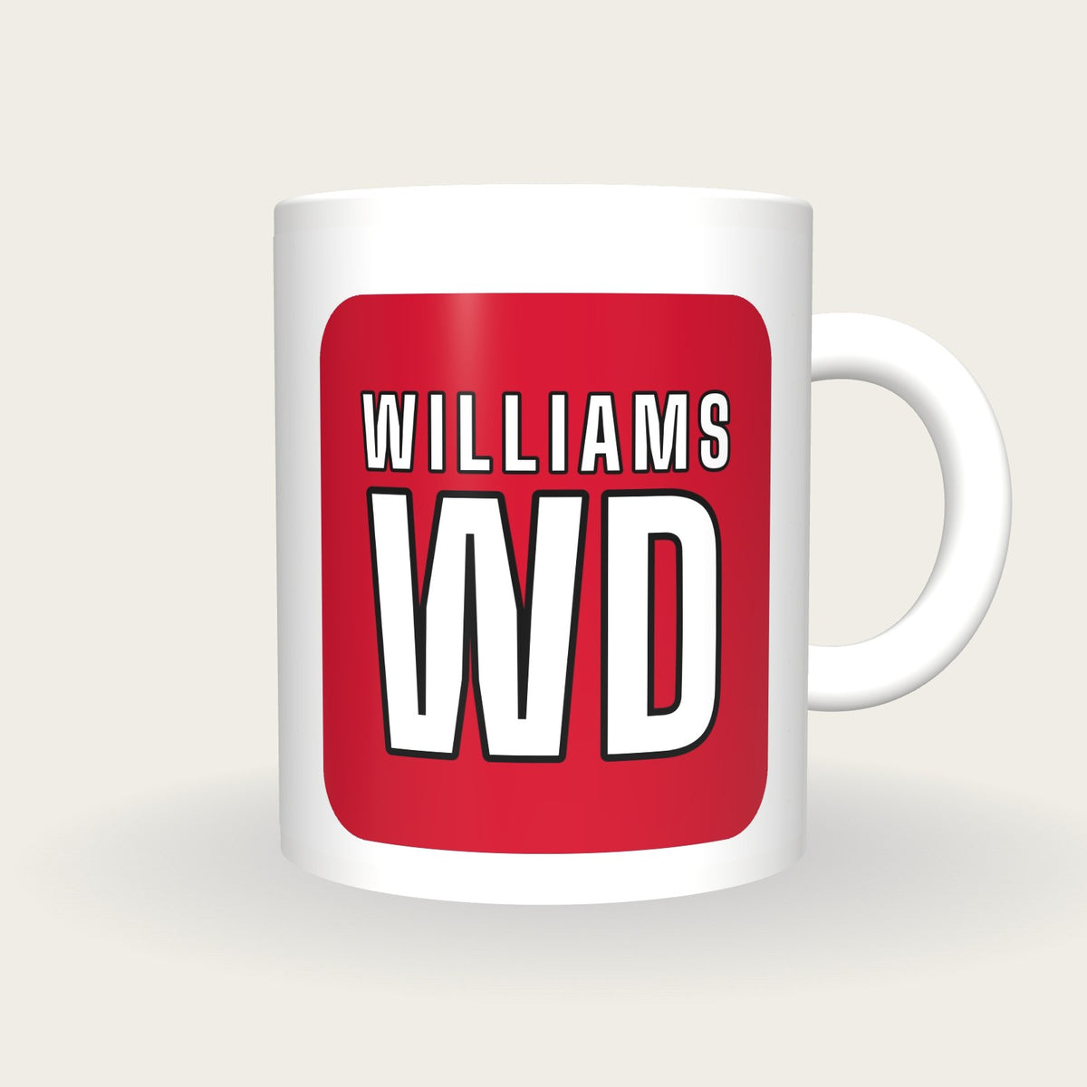 Personalised White and Red Netball Bib Mug, front