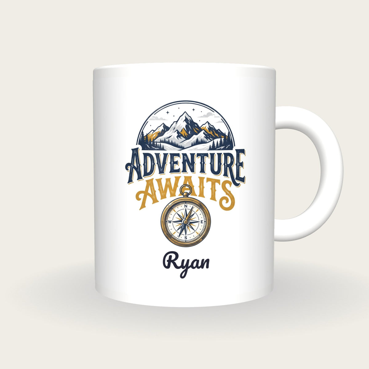 Personalised Adventure Awaits Mug, front