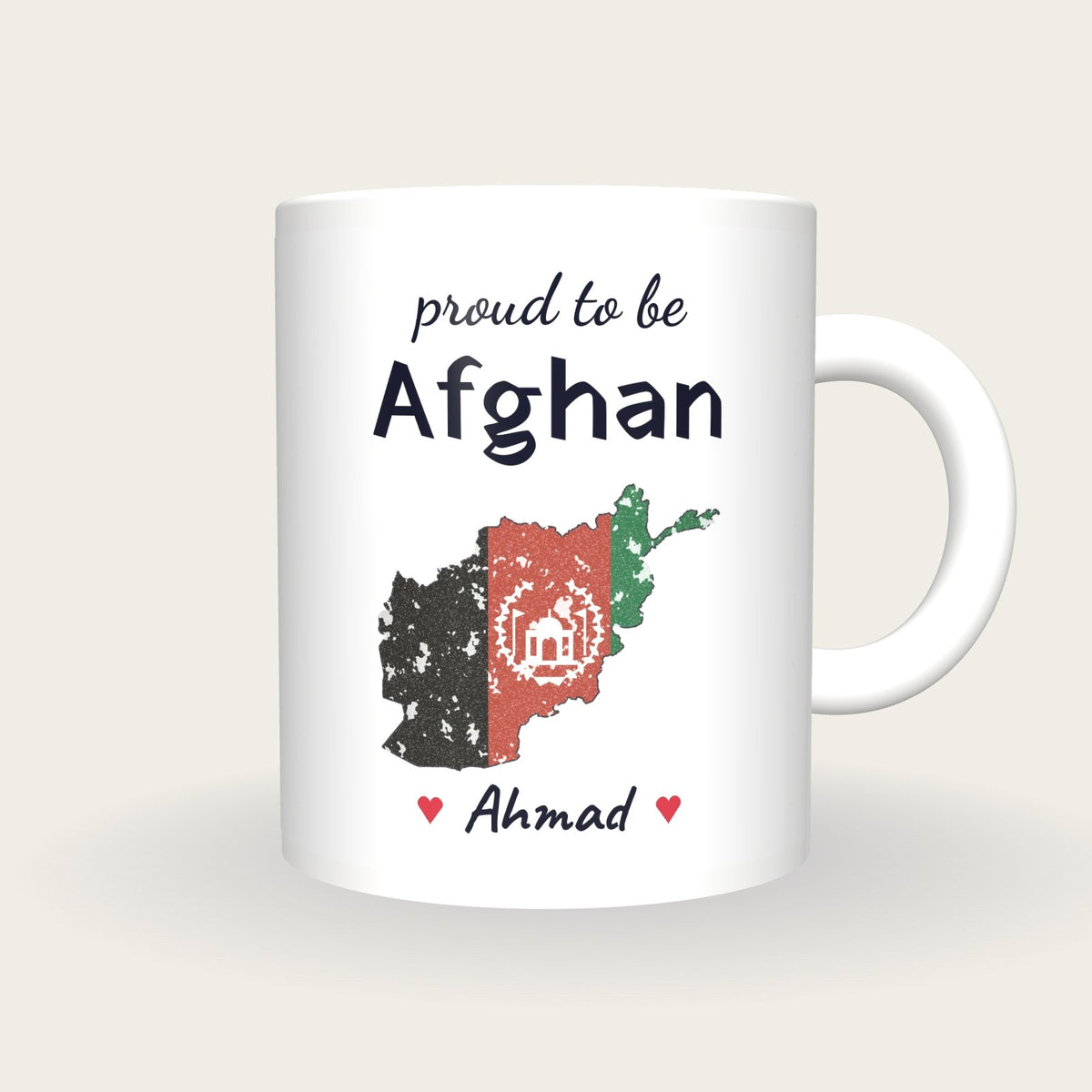 Personalised Afghanistan Map Mug, Proud To Be Afghan, front