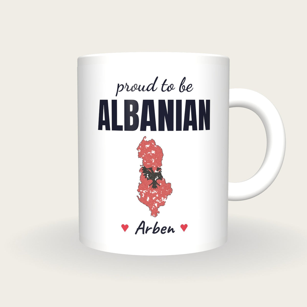 Personalised Albania Map Mug, Proud To Be Albanian, front