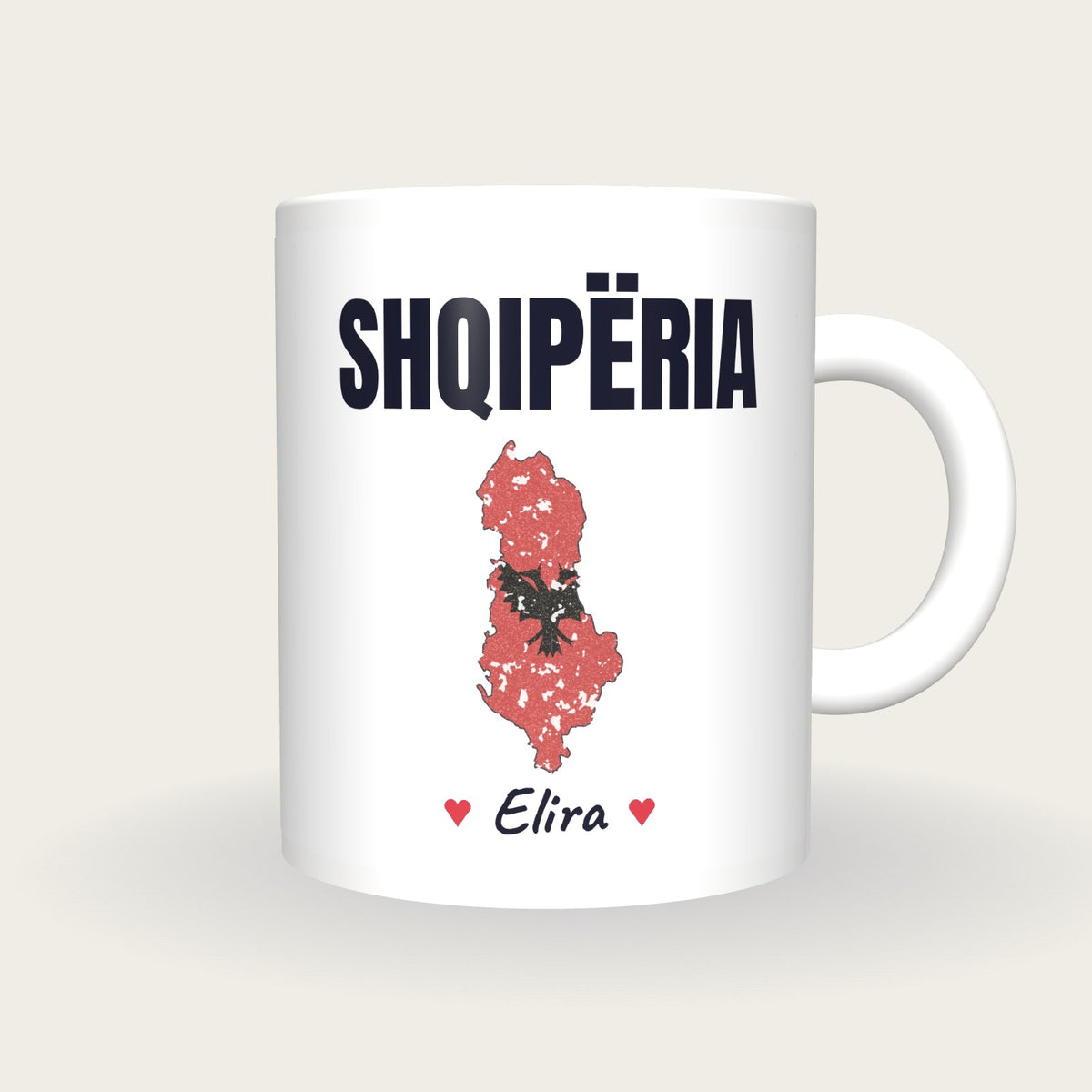Personalised Albania Map Mug, Shqipëria, front