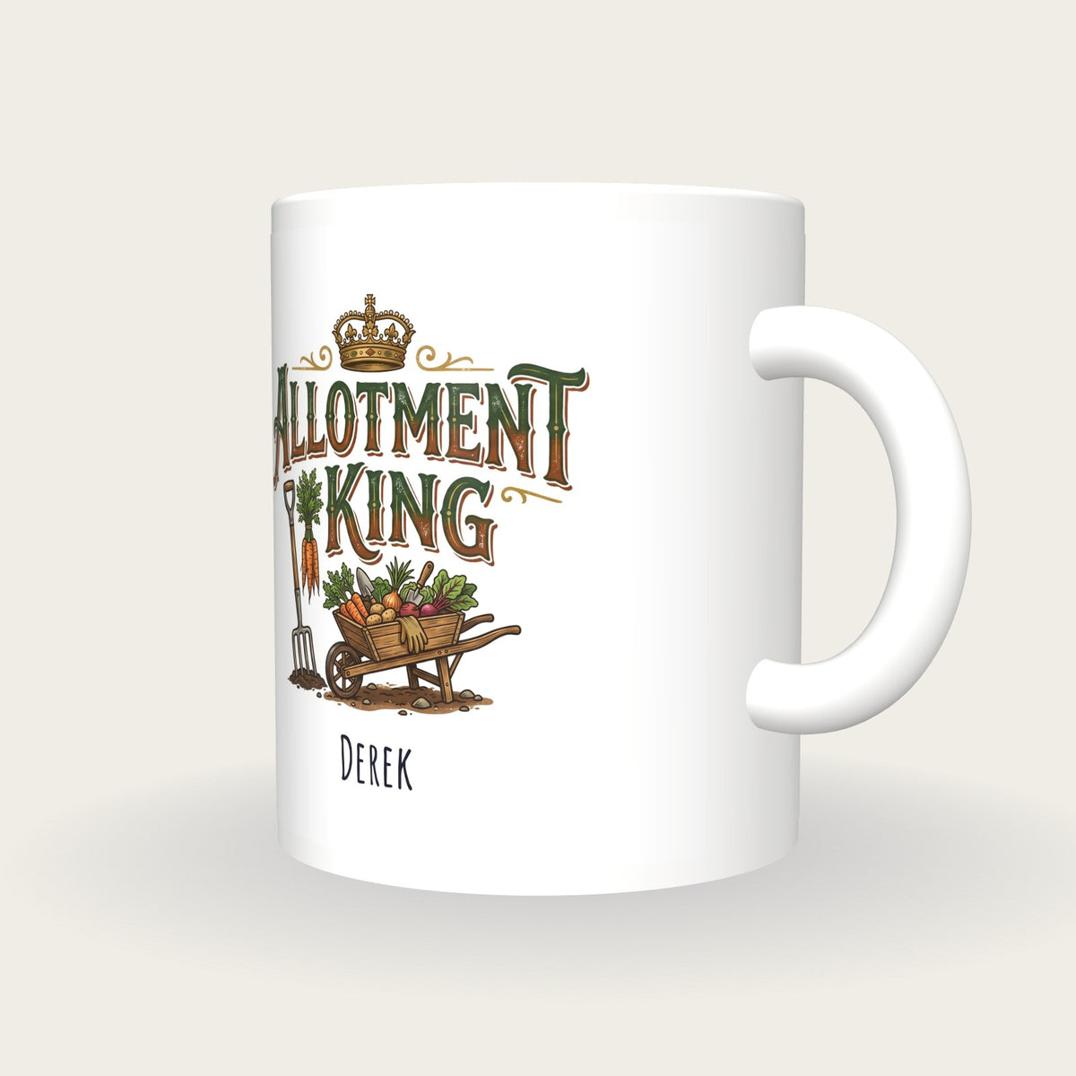 Personalised Allotment King Mug, three-quarter view