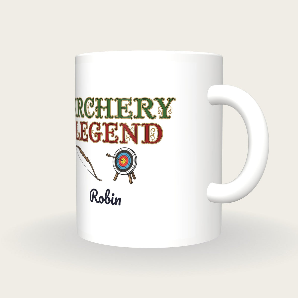 Personalised Archery Legend Mug, three-quarter view