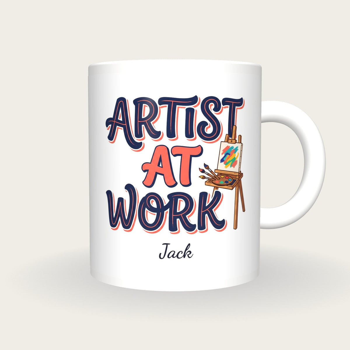 Personalised Artist At Work Mug, front