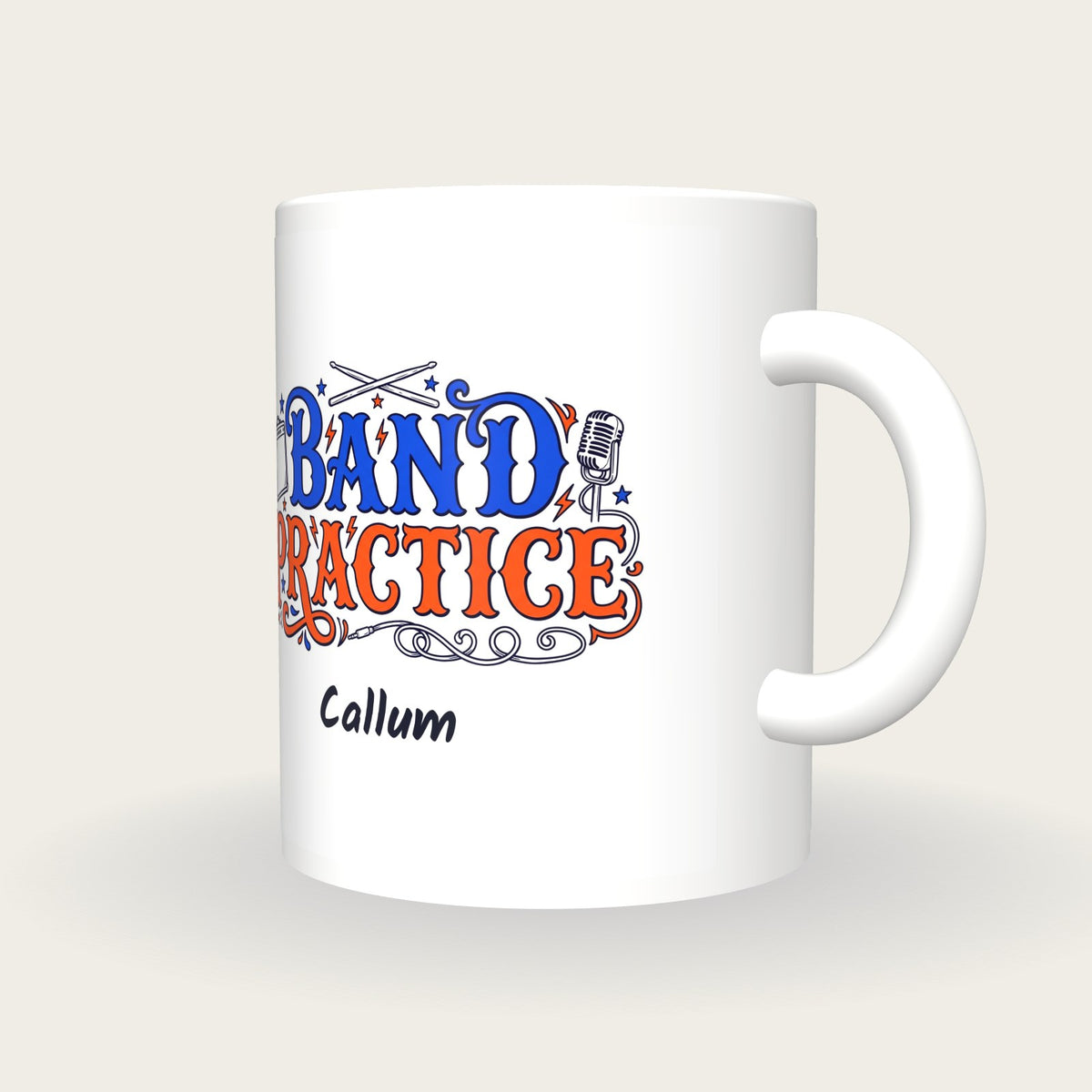 Personalised Band Practice Mug, three-quarter view