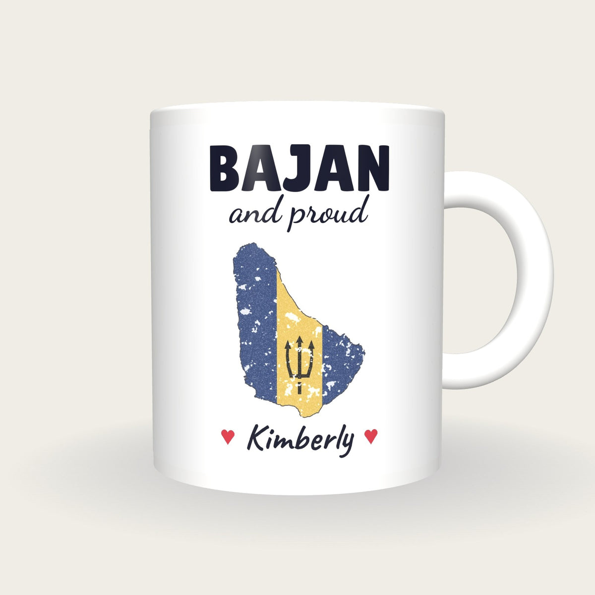 Personalised Barbados Map Mug, Bajan And Proud, front
