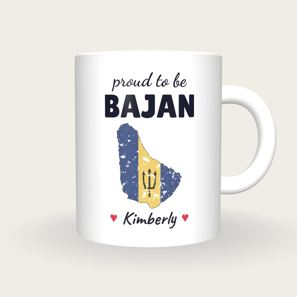 Personalised Barbados Map Mug, Proud To Be Bajan, front