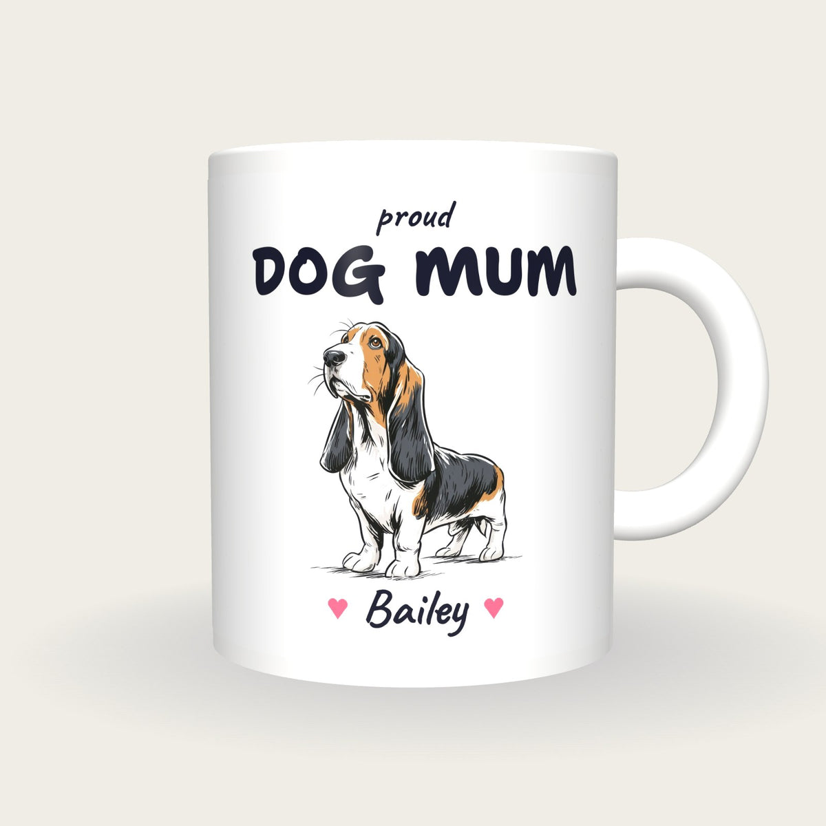 Personalised Basset Hound Dog Mum Mug, front