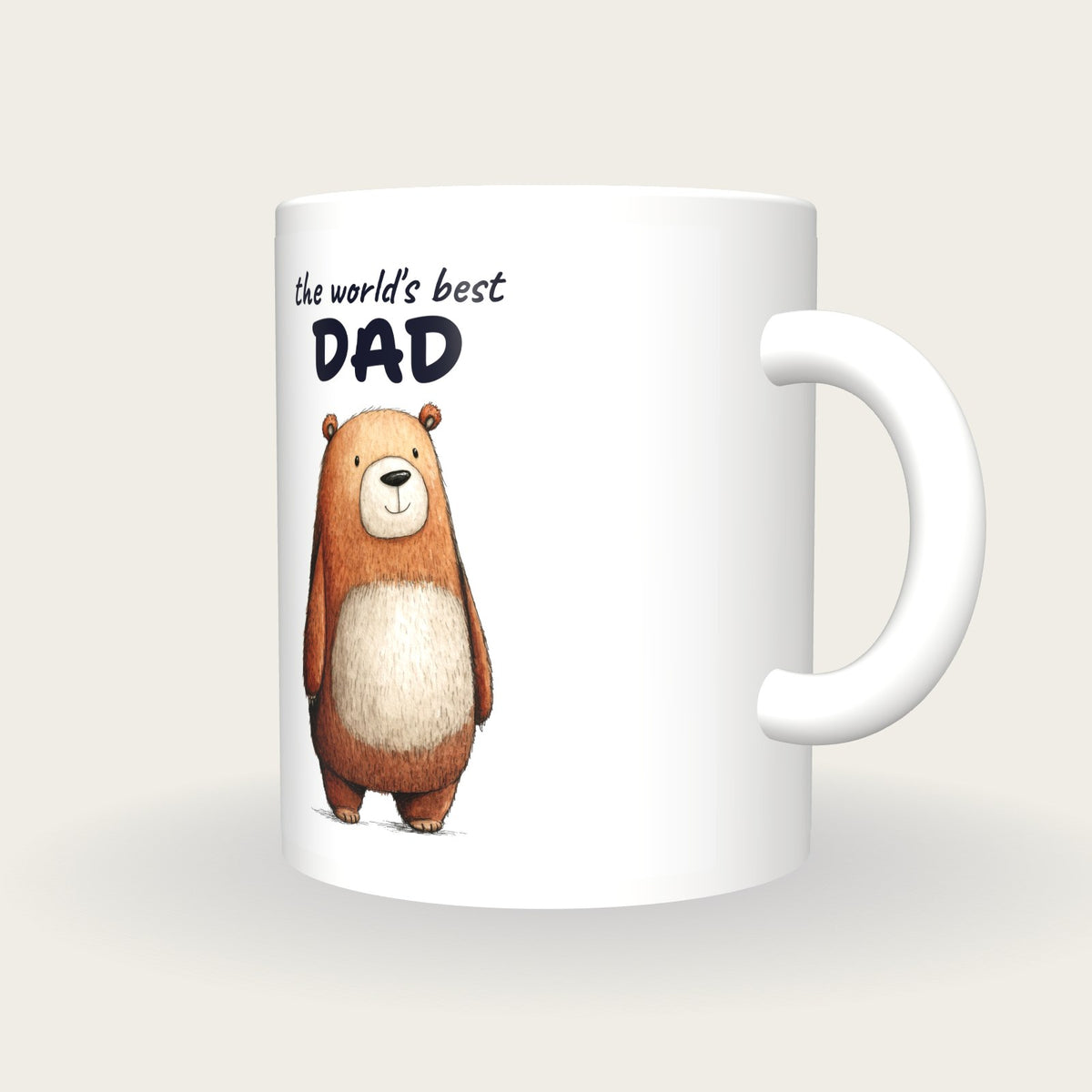 Personalised Bear Mug, Best Dad, three-quarter view