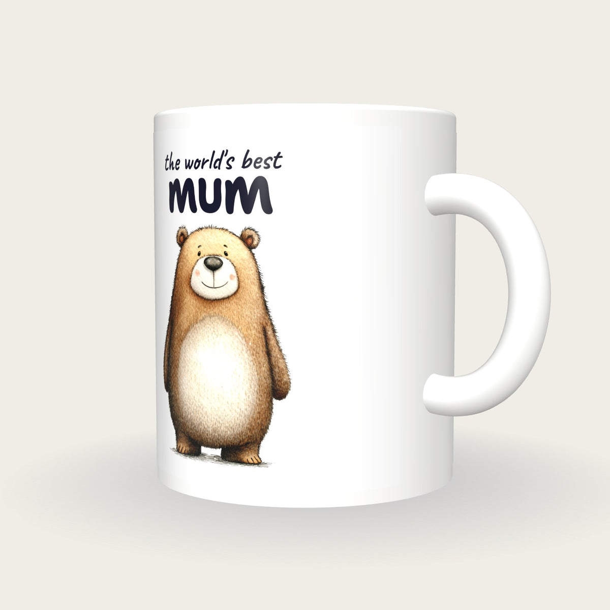 Personalised Bear Mug, Best Mum, three-quarter view