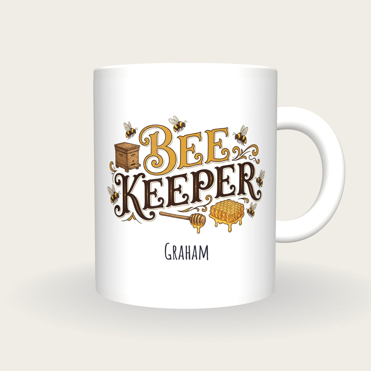 Personalised Bee Keeper Mug, front