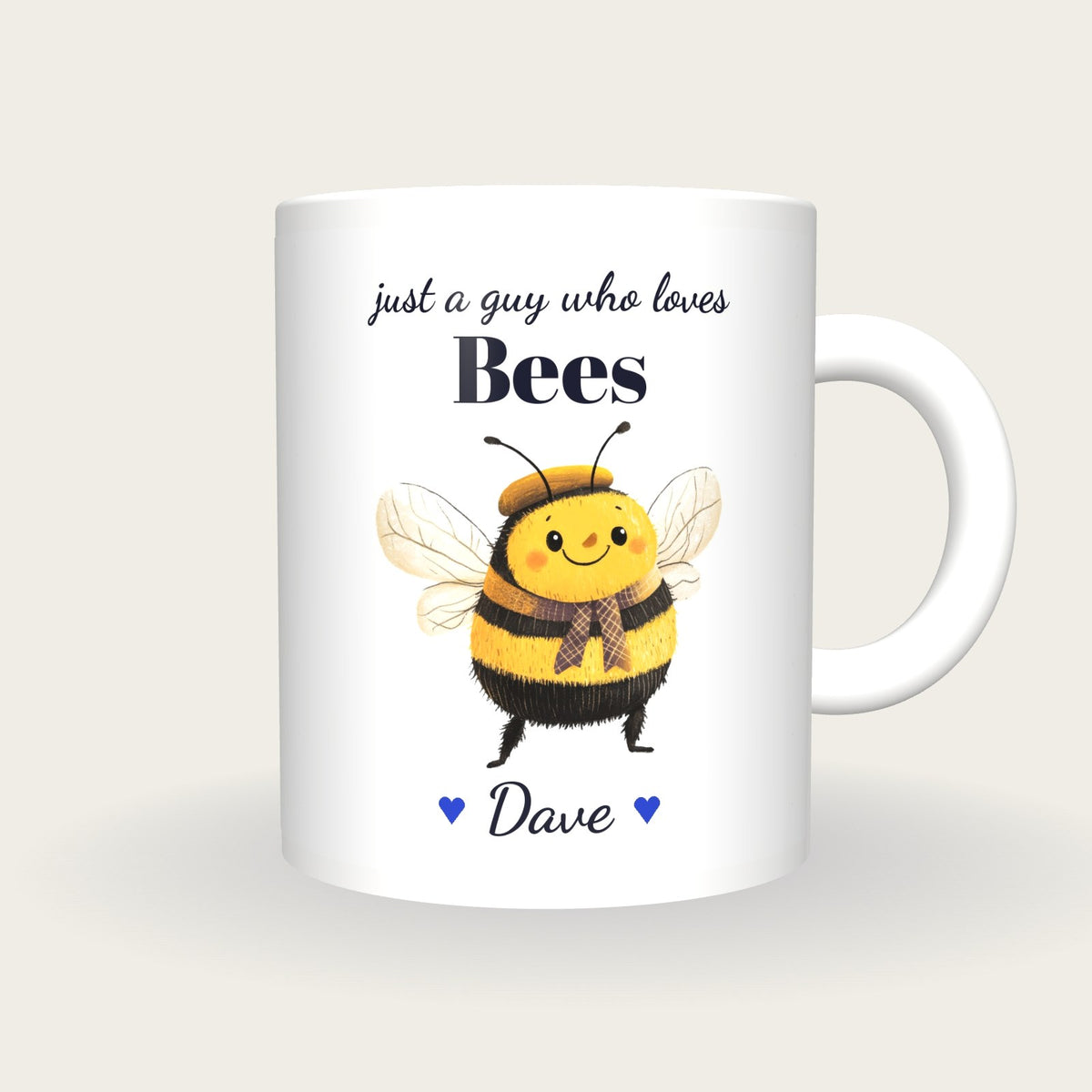 Personalised Bee Mug, Just A Guy Who Loves Bees, front