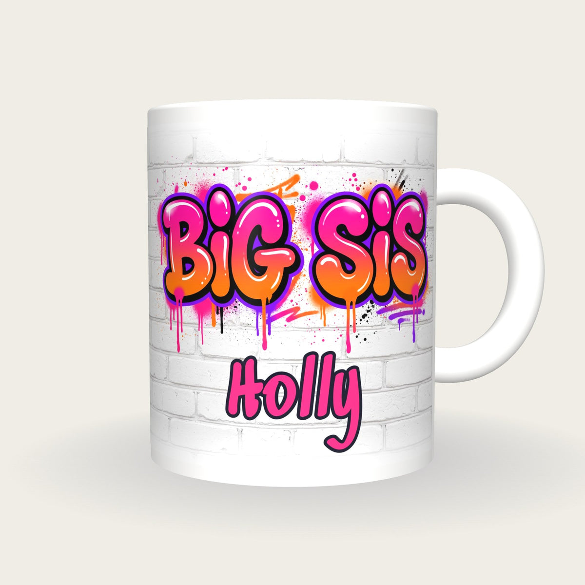 Personalised Big Sis Graffiti Mug, front