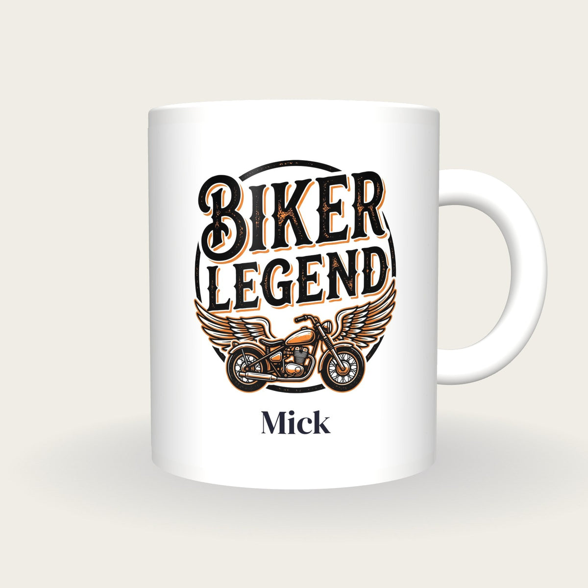 Personalised Biker Legend Motorbike Mug, front