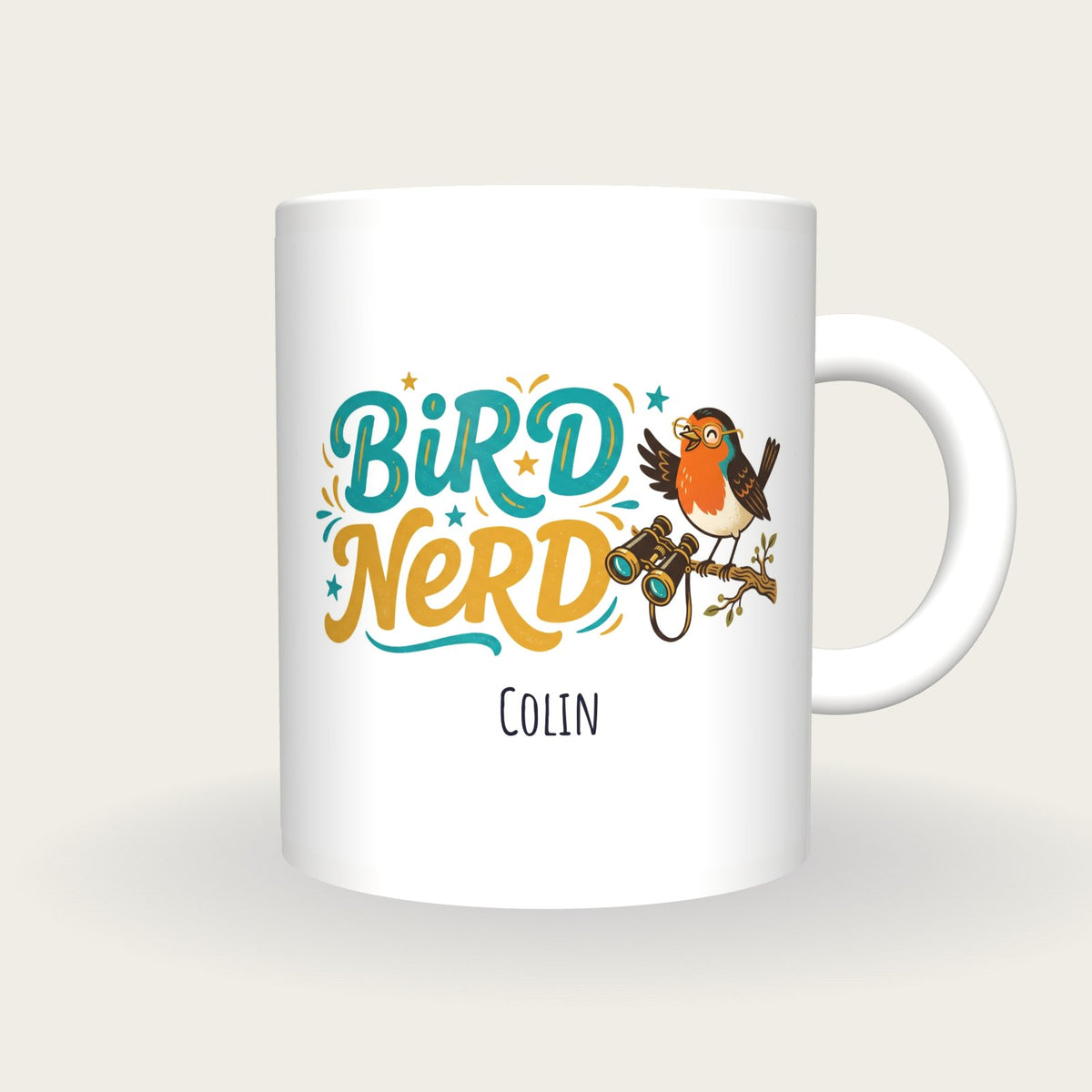 Personalised Bird Nerd Mug, front