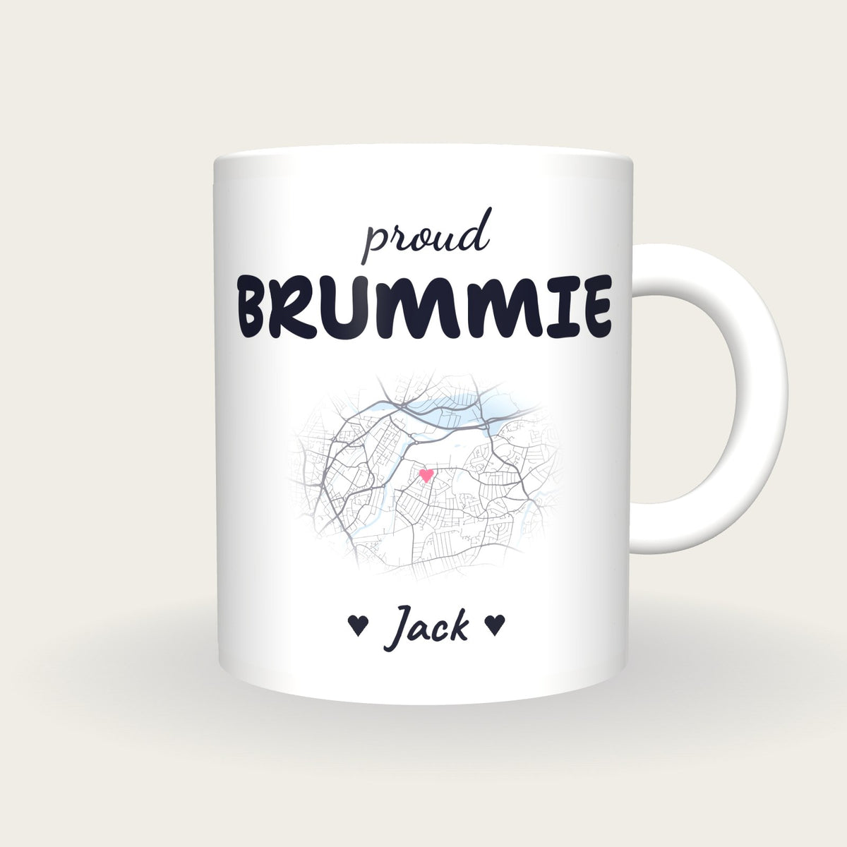 Personalised Birmingham Map Mug, Proud Brummie, front