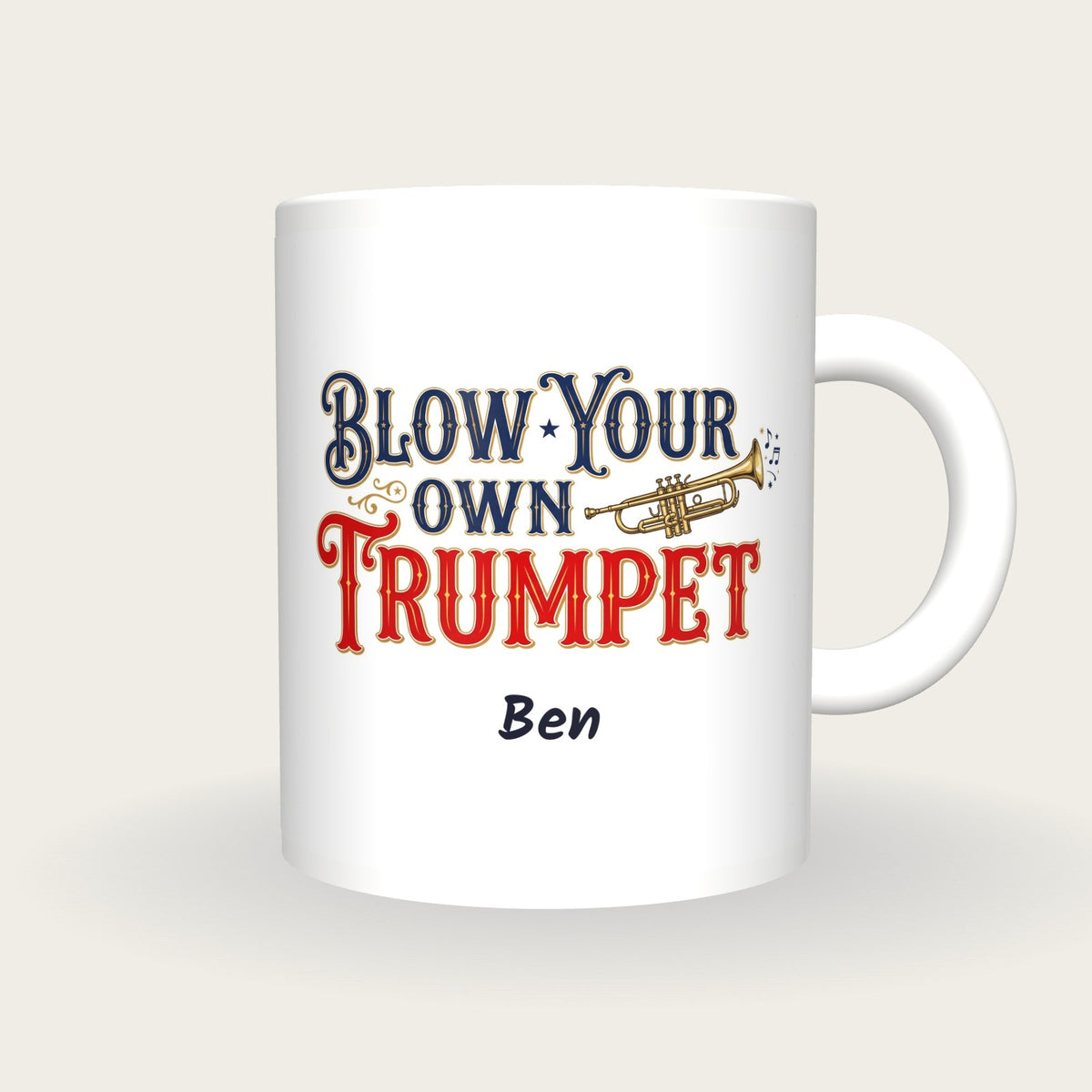 Personalised Blow Your Own Trumpet Mug, front