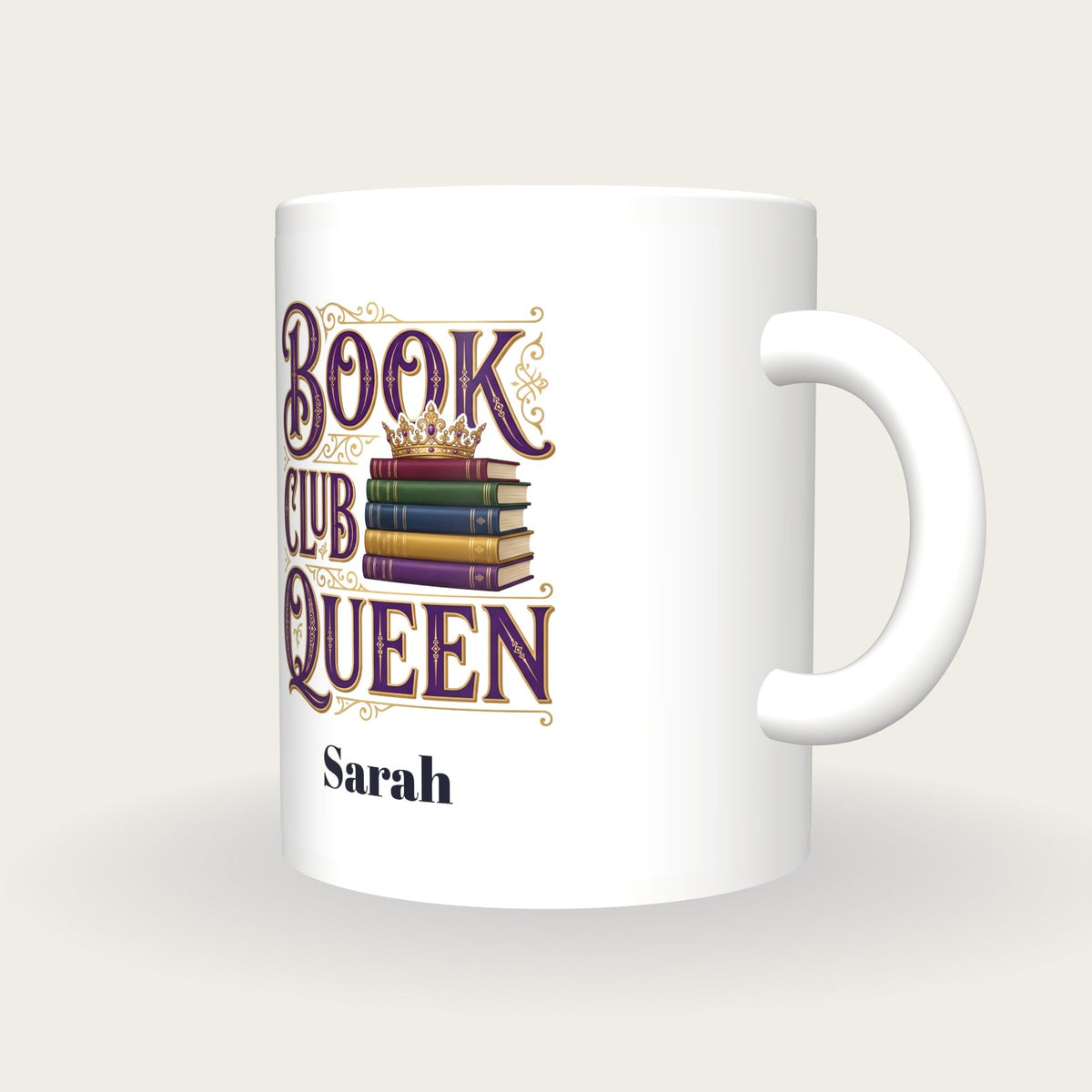 Personalised Book Club Queen Mug, three-quarter view