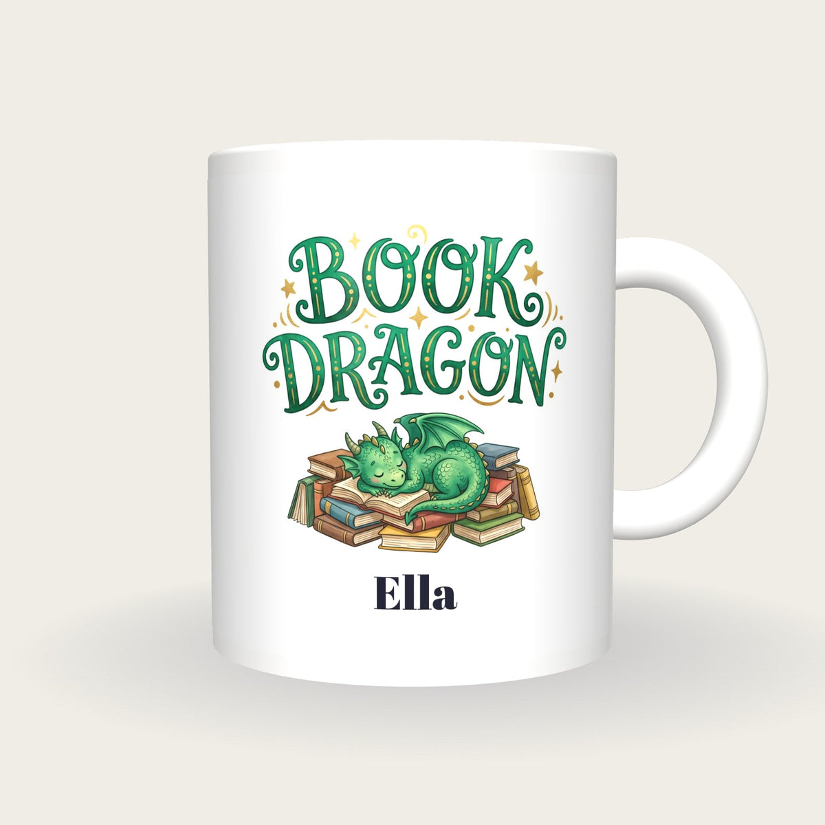 Personalised Book Dragon Mug, front