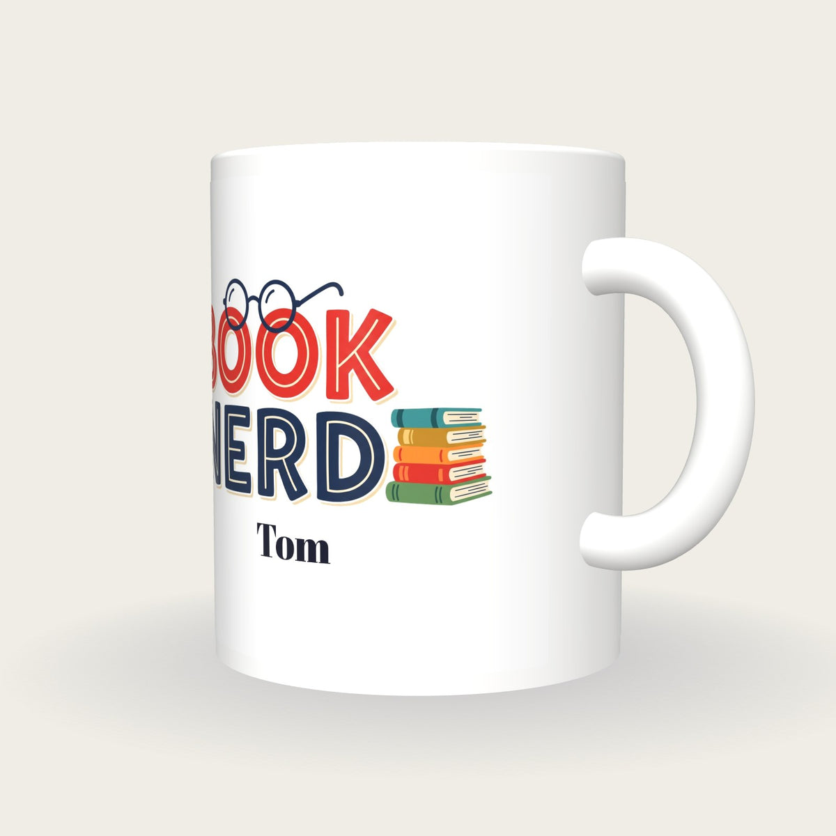 Personalised Book Nerd Mug, three-quarter view