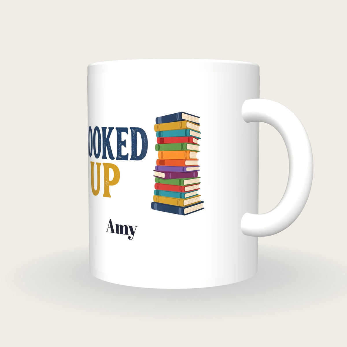 Personalised Booked Up Mug, three-quarter view