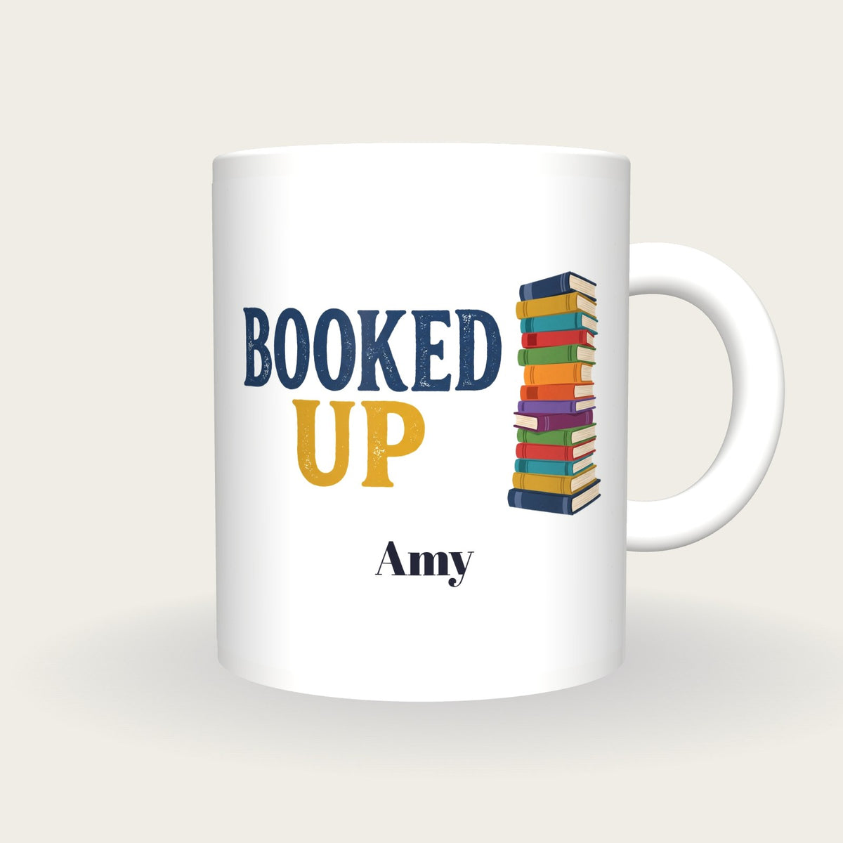 Personalised Booked Up Mug, front