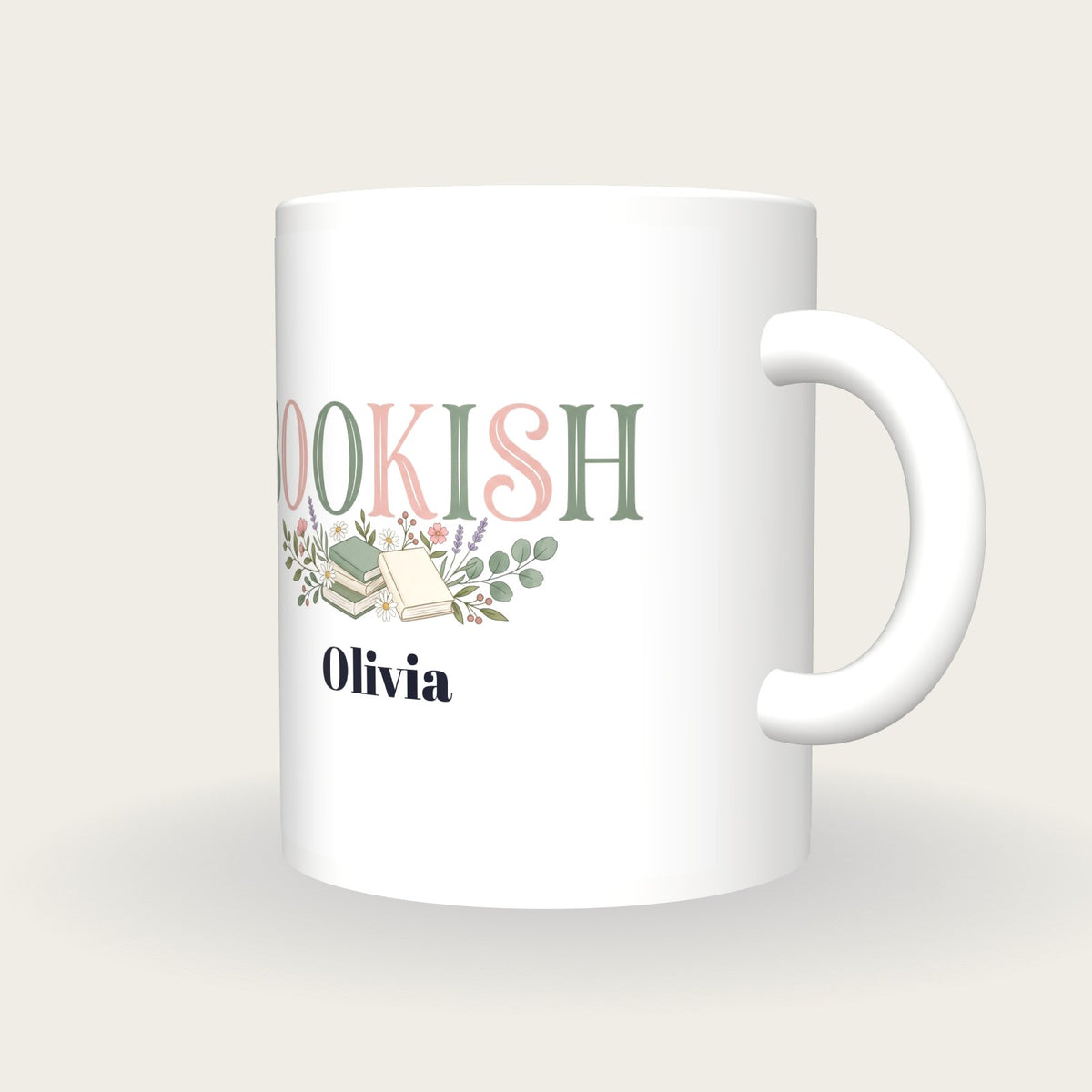 Personalised Bookish Mug, three-quarter view